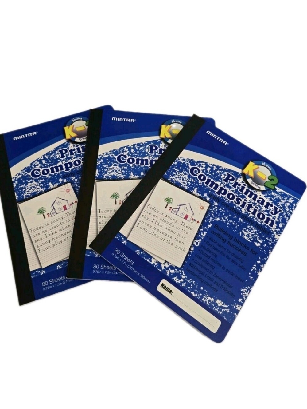 MINTRA Primary Writing Composition Notebooks 80 Sheets Grades K-2 lot of 3